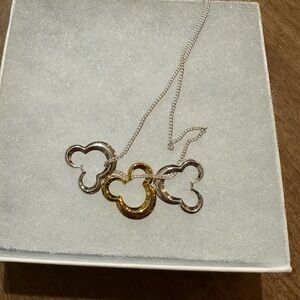 Elegant Silver and Gold Pendant Necklace - mickey mouse